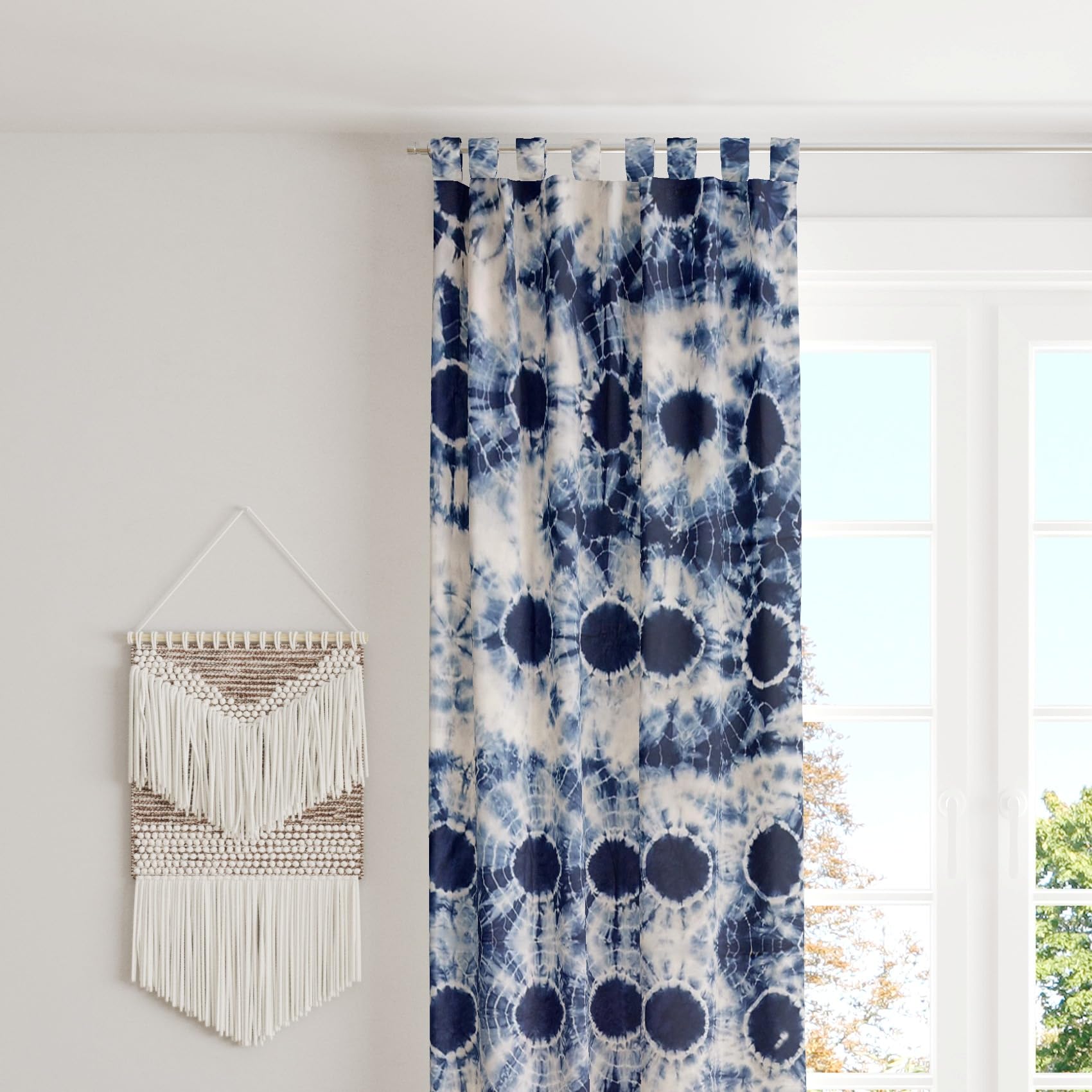 インディゴ調オーダーカーテン[美品] Amazon｜Trade Star インディアン装飾絞りウィンドウカーテン 綿100